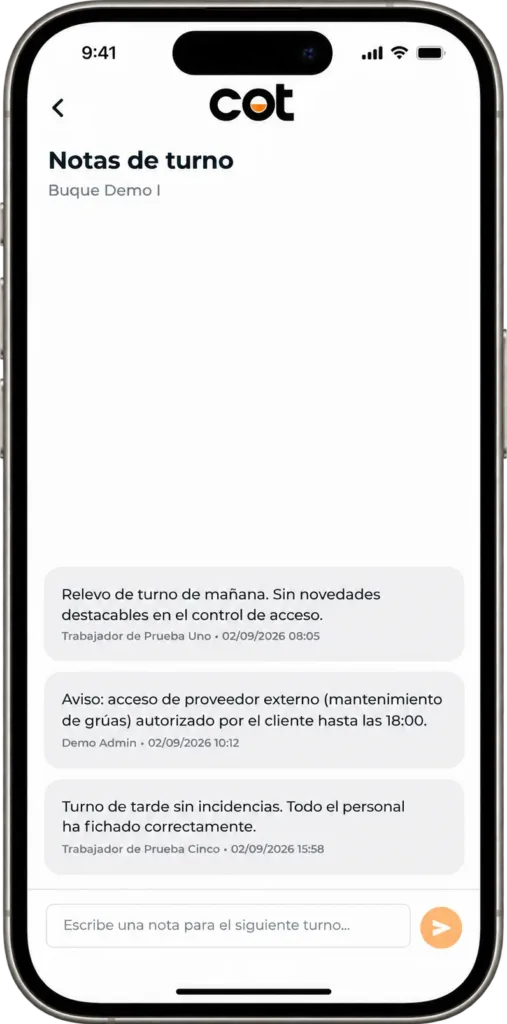 CotApp — notas de turno